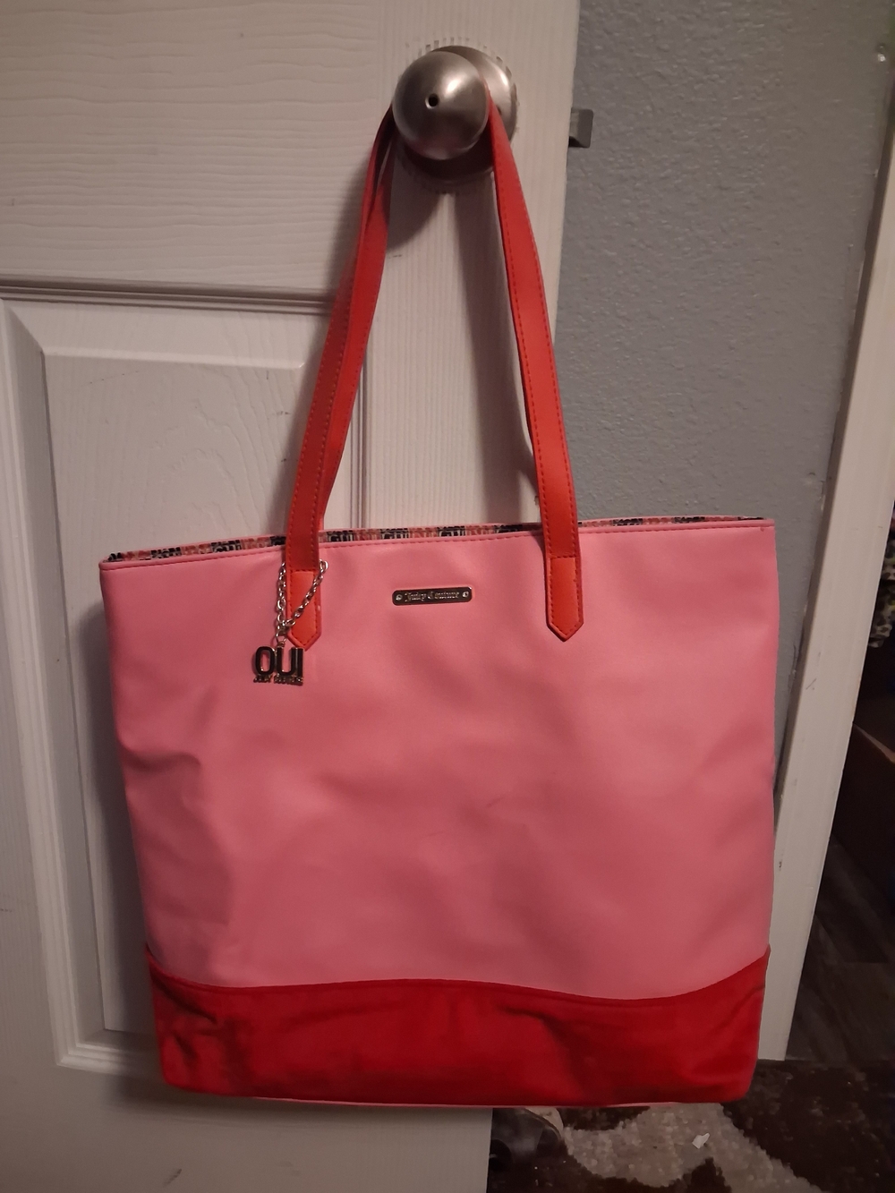 Juicy Coutour  Pink And Red Colorblock Tote Bag